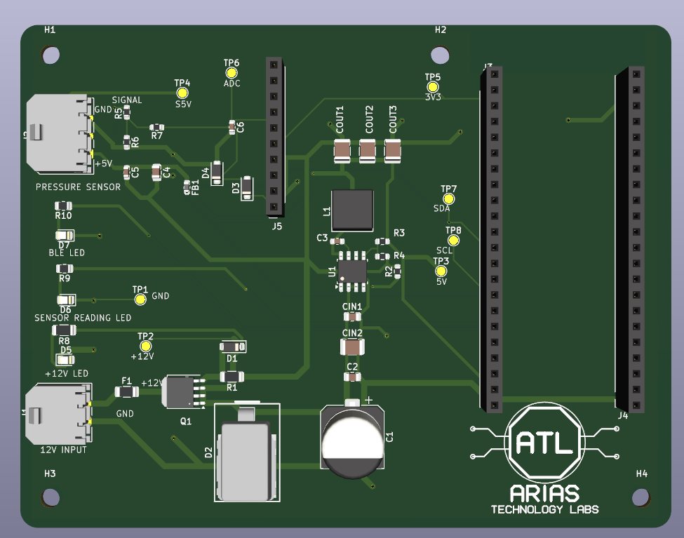 KiCad 3D render of the board seen from the top.